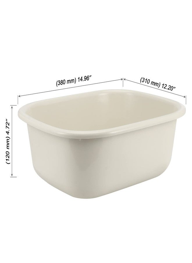 MOUYAT 4 Pack 13L Plastic Wash Basin, 14 Quart Plastic Commercial Bus Box, Rectangular Wash Tub Basin, Beige Dish Pans for Washing Dish, Sink, Cleaning Supplies - Image 2